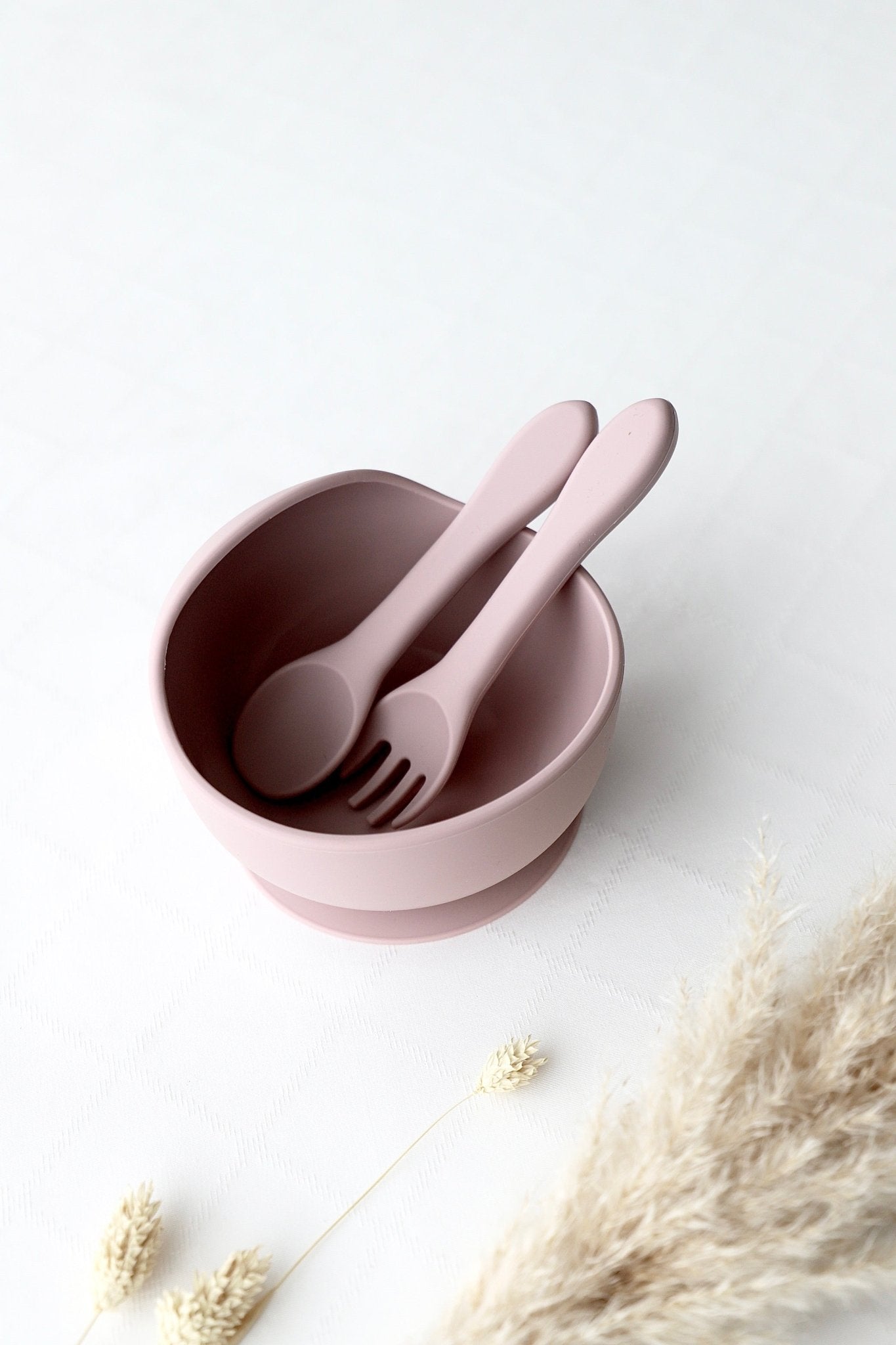 Silikon - Schalen mit Löffel und Gabel rosa - OYKAMI in a box