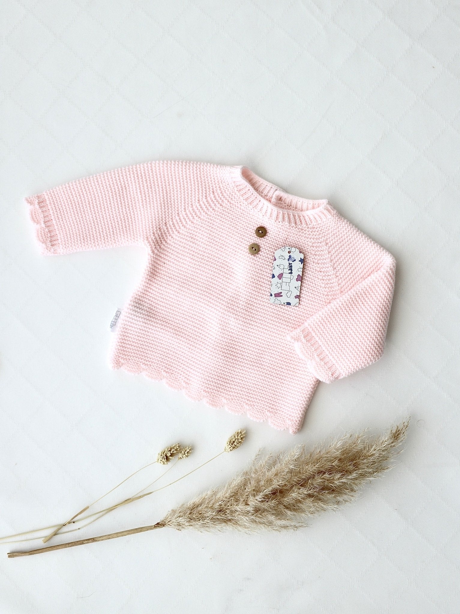 Strickpullover mit Holzknöpfen Rosa - OYKAMI in a box