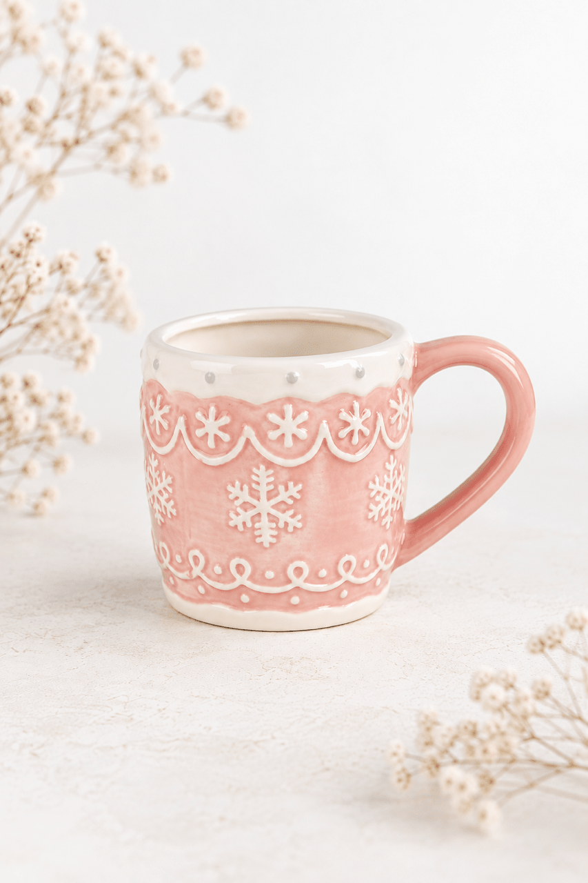 Tasse „Winter Snowflake“ – Rosa - OYKAMI in a box