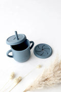 Trink- und Snackbecher mit Deckeln blau - OYKAMI in a box