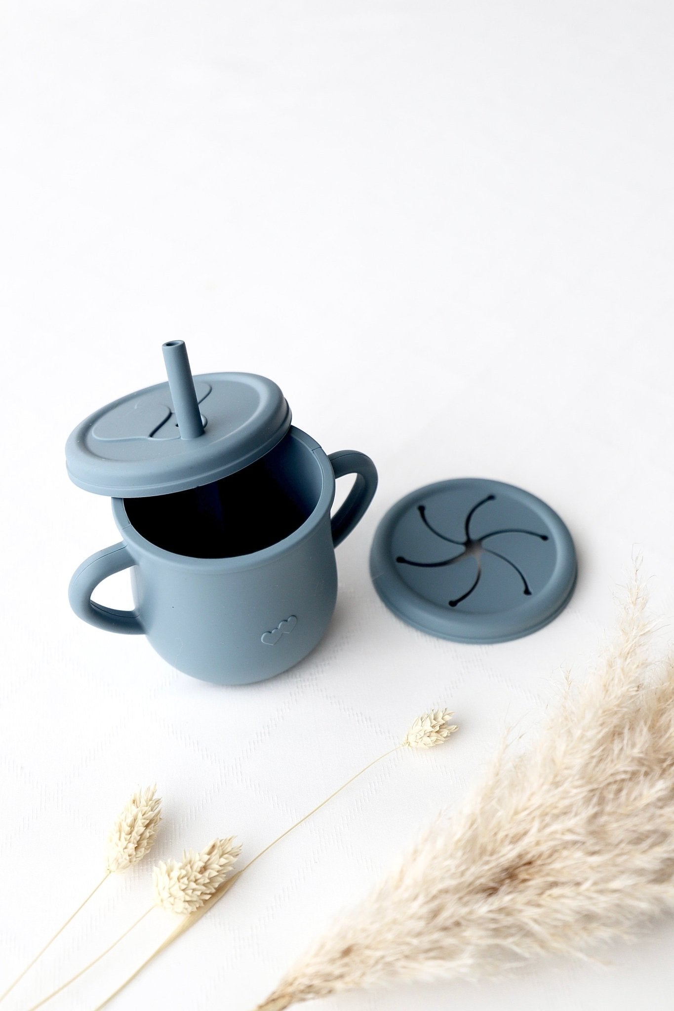 Trink - und Snackbecher mit Deckeln blau - OYKAMI in a box