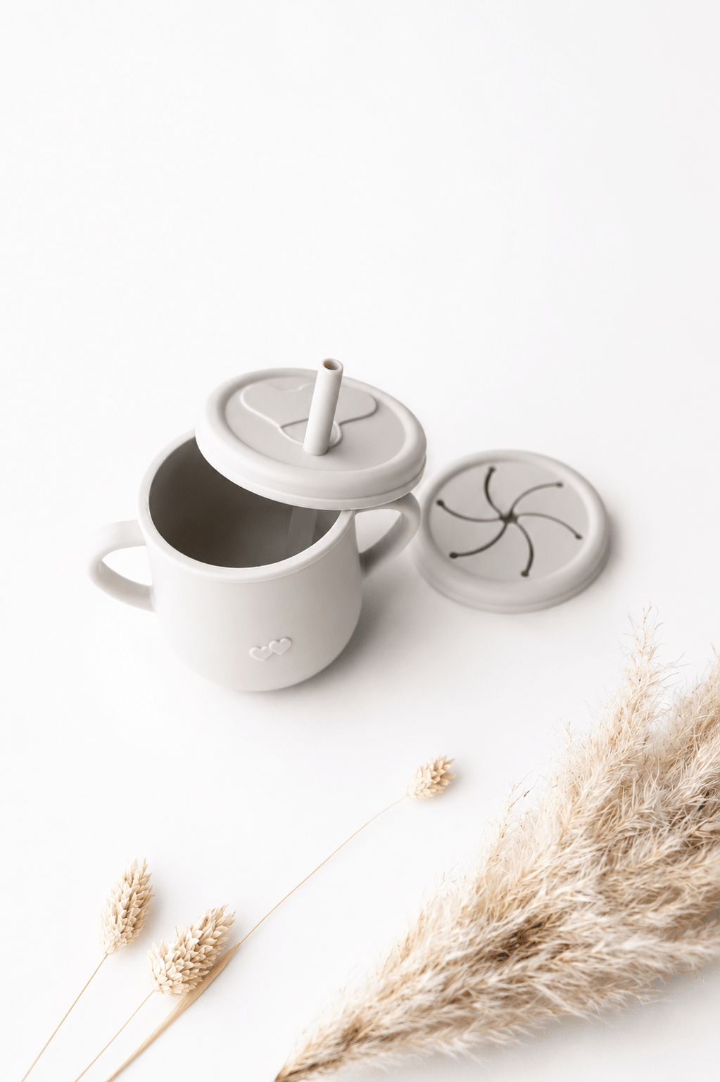 Trink- und Snackbecher mit Deckeln grau - OYKAMI in a box