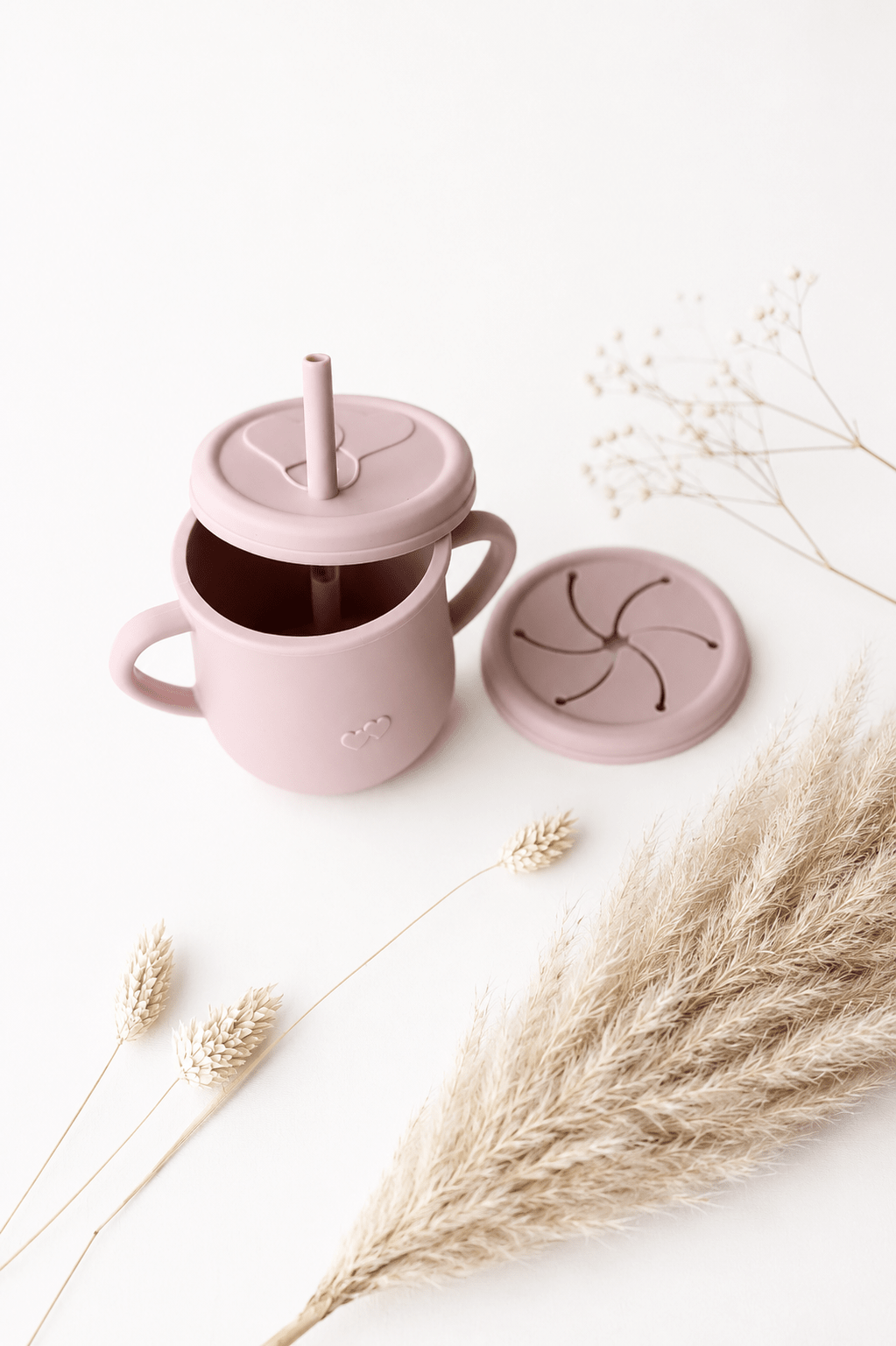 Trink- und Snackbecher mit Deckeln rosa - OYKAMI in a box