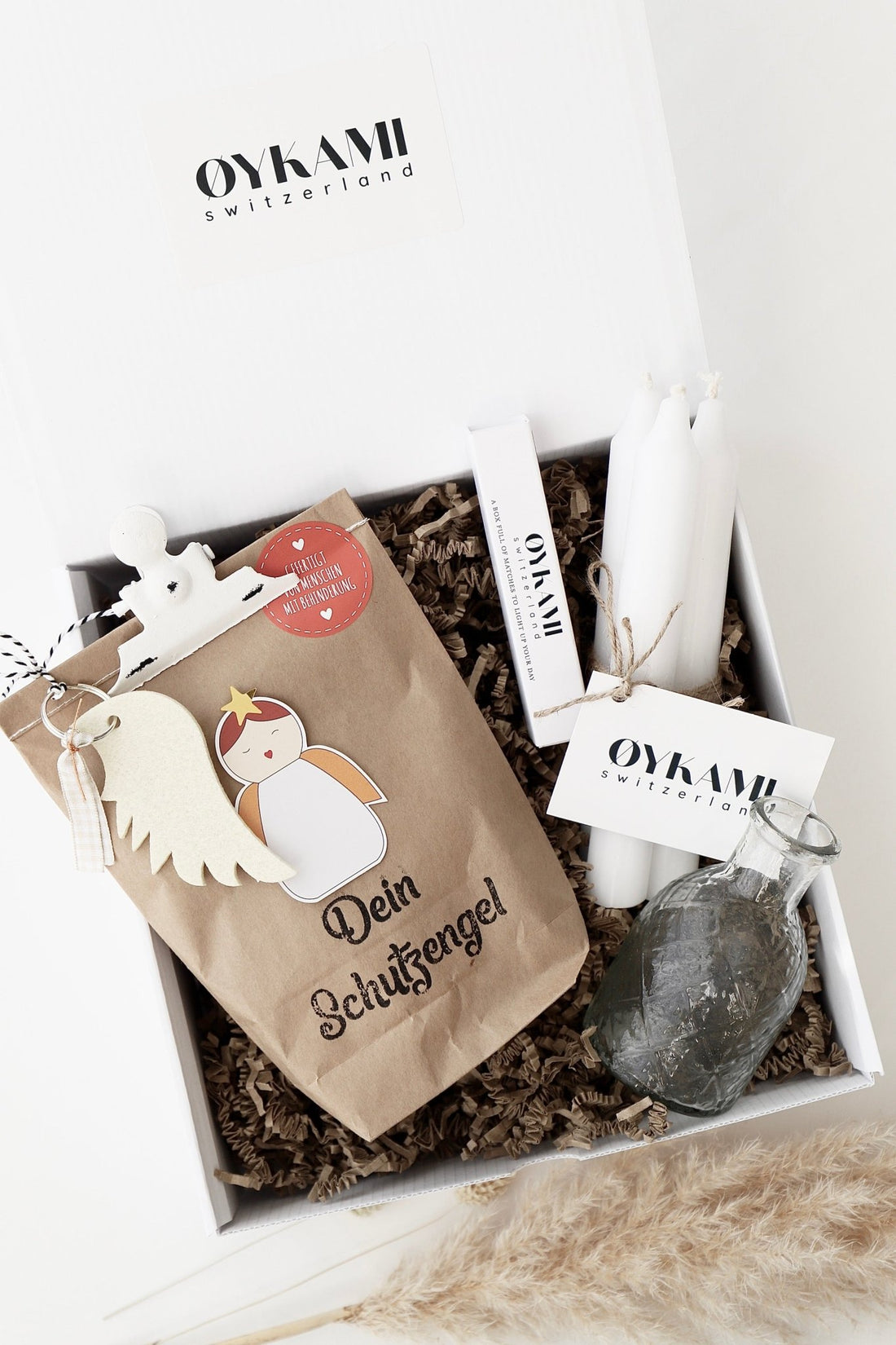 Überraschungs Geschenkbox "Dein Schutzengel" - Wundertüte mit Flügel Schlüsselanhänger - OYKAMI in a box