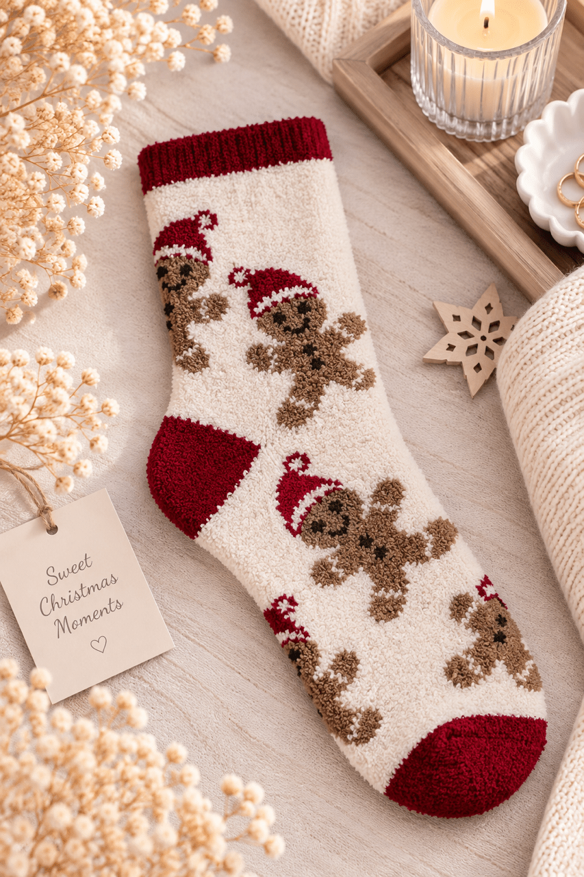 Weihnachts-Kuschelsocken in Geschenkbox - Lebkuchen - OYKAMI in a box
