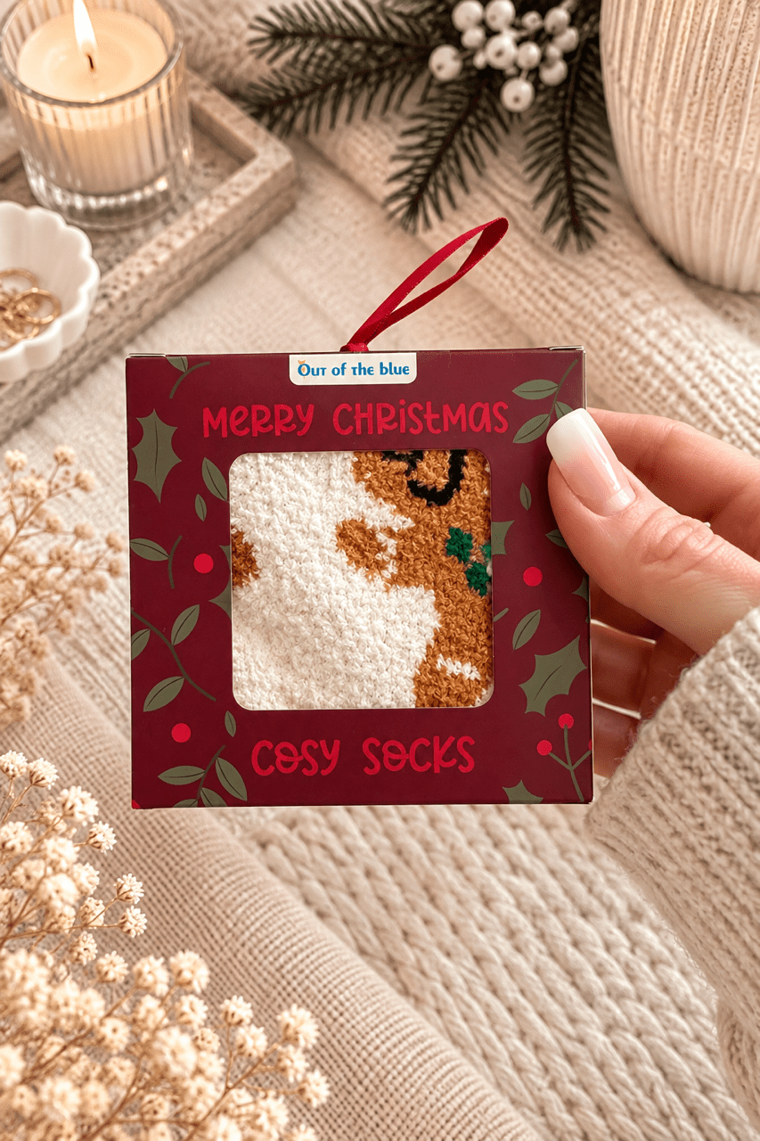 Weihnachts-Kuschelsocken in Geschenkbox - Lebkuchen - OYKAMI in a box