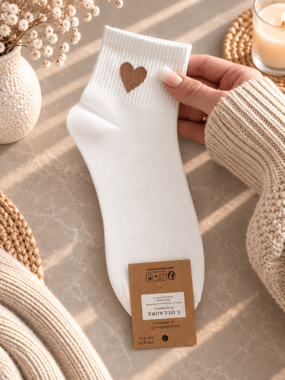Weisse Socken mit Herz - OYKAMI in a box