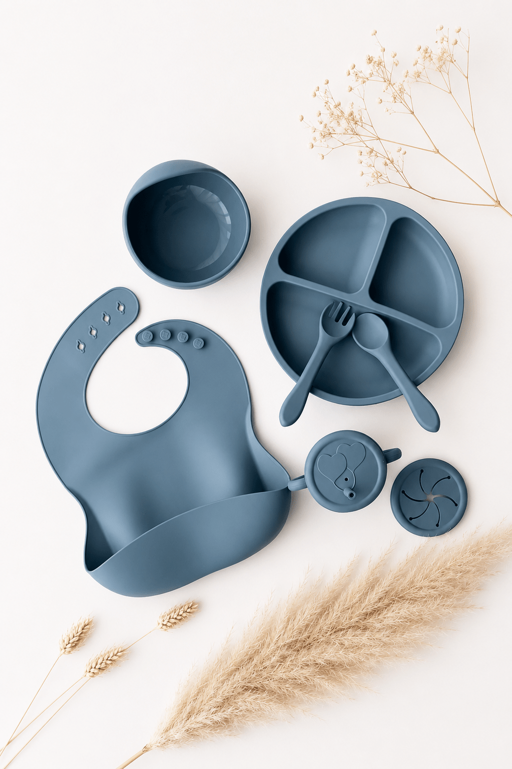 Zauberhaftes Babynahrungsset mit Saugnäpfen blau - OYKAMI in a box