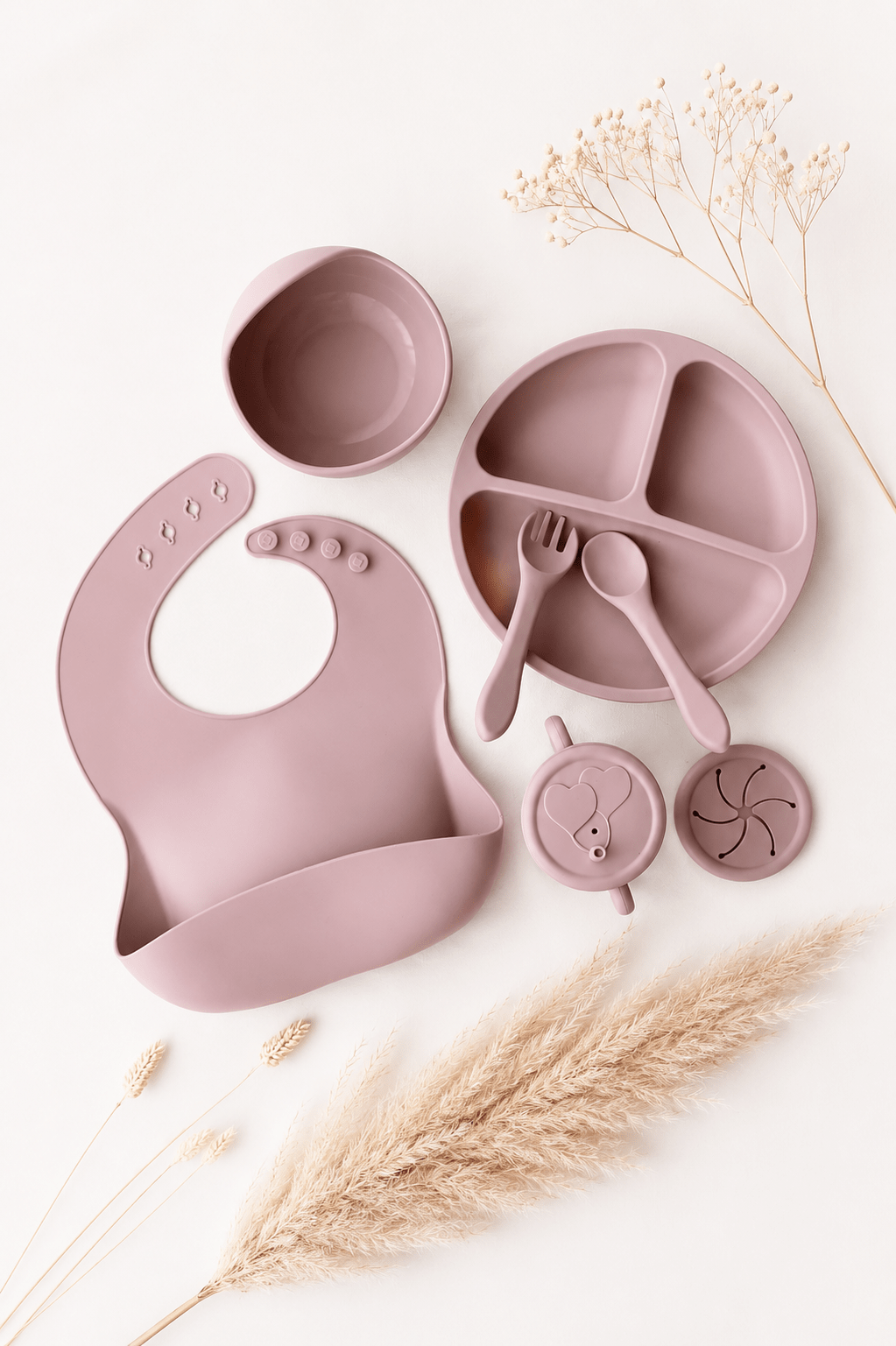Zauberhaftes Babynahrungsset mit Saugnäpfen rosa - OYKAMI in a box